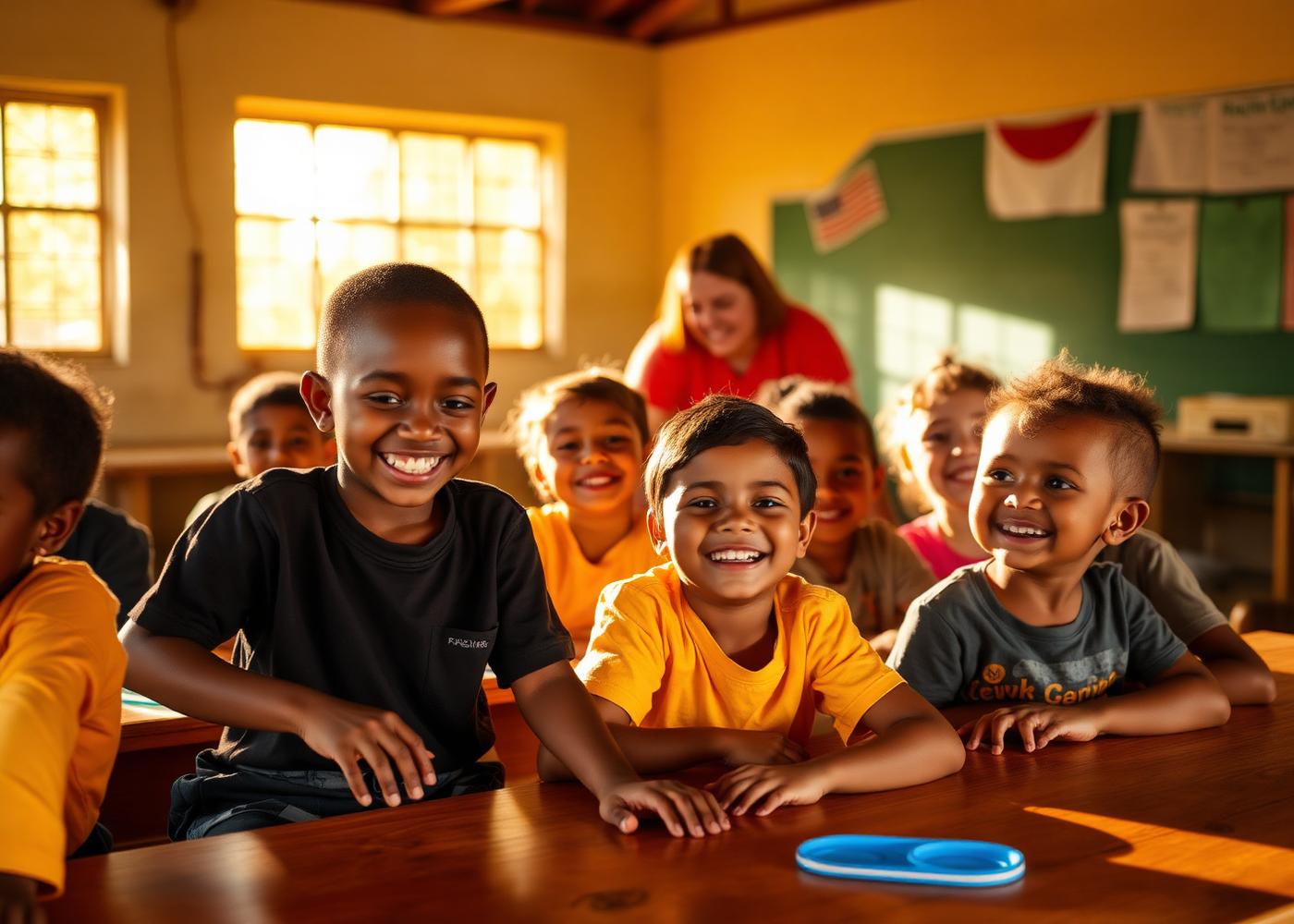 Crianças em sala de aula inclusiva